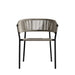 Front Facing View Of The Afton Outdoor Dining Chair With Natural Cord And Black Frame