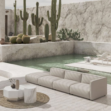 Angled View Of The Arya Outdoor Modular Sectional Sofa Next To Pool