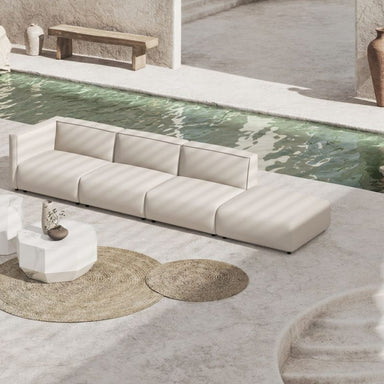 Angled Overhead View Of The Arya Outdoor Modular Right Open End Sectional Sofa In Palisades Color