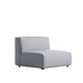 Angled Side View of The Arya Armless Modular Sectional Piece With Porpoise Fabric