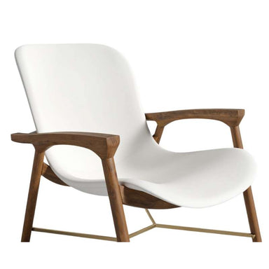 Angled Close Up View of The Aubrey Lounge Chair in Trento Eggshell 