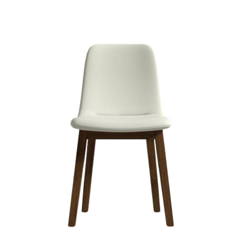 Front Facing View of The Aubrey Side Chair in Monaco Cream Fabric and Walnut Wood Finish