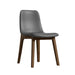 Angled Side View of The Aubrey Side Chair in Monaco Slate Fabric and Walnut Wood Finish