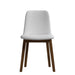 Front Facing View of The Aubrey Side Chair in Monaco White Fabric and Walnut Wood Finish