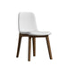 Angled Side View of The Aubrey Side Chair in Monaco White Fabric and Walnut Wood Finish