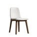 Angled Side View of The Aubrey Side Chair in Trento Eggshell Fabric and Walnut Wood Finish