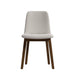 Front Facing View of The Aubrey Side Chair in Trento Taupe Fabric and Walnut Wood Finish