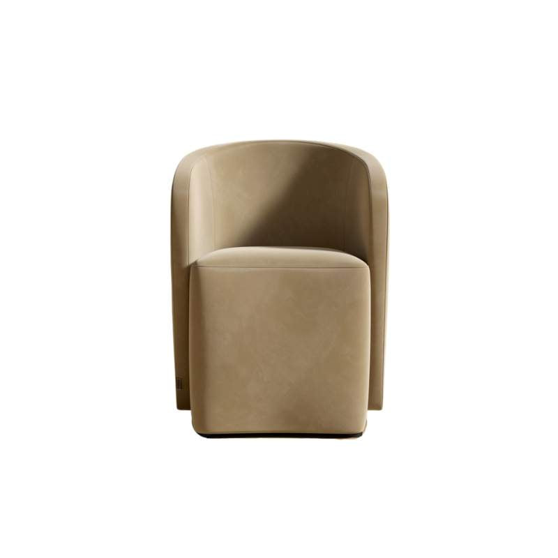 Front Facing View of The Aulus Dining Chair in Dune Fabric and Color