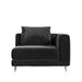 Front Facing View of The Berlin Corner Modular Piece in Black Plush Velvet Fabric