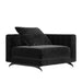 Angled Side View of The Berlin Corner Modular Piece in Black Plush Velvet Fabric