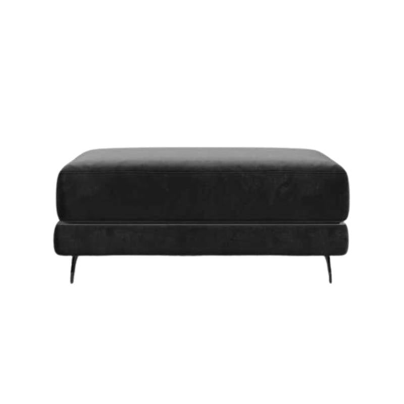 Front Facing View of The Berlin Ottoman in Black Plush Velvet Fabric