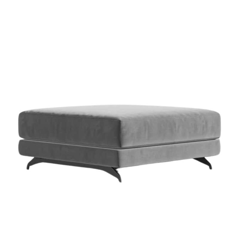 Angled Side View of The Berlin Ottoman in Glacier Grey Fabric