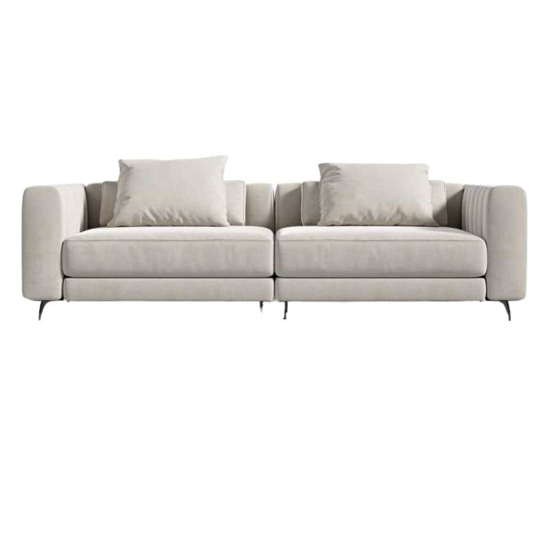 Front View of The Berlin Sofa in Latte Color and Fabric