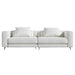 Front View of The Berlin Sofa in Trento Eggshell Color and Fabric