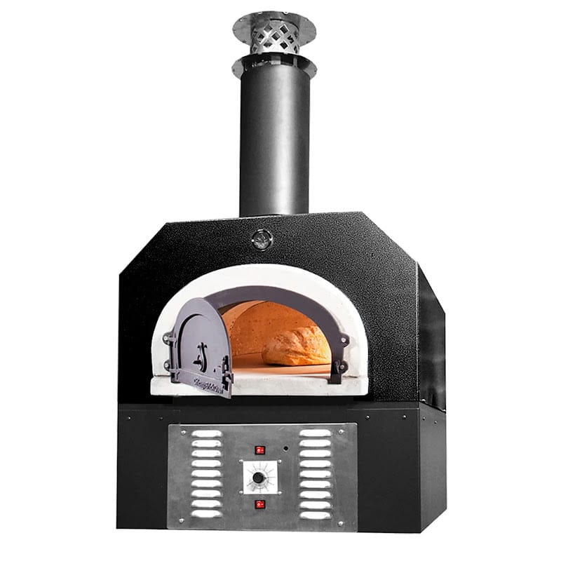 Chicago Brick Oven CBO-750 Hybrid Propane Gas Pizza Oven Duel Fuel Gas And Wood Solar Black Color With Open Door