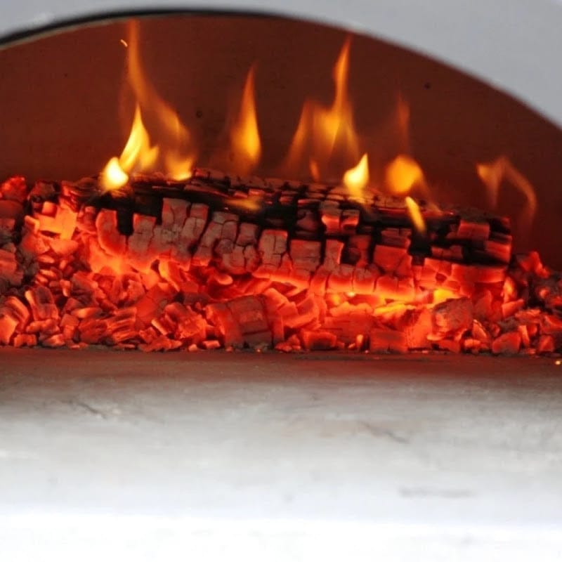 Wood Burning In A Chicago Brick Oven Pizza Oven