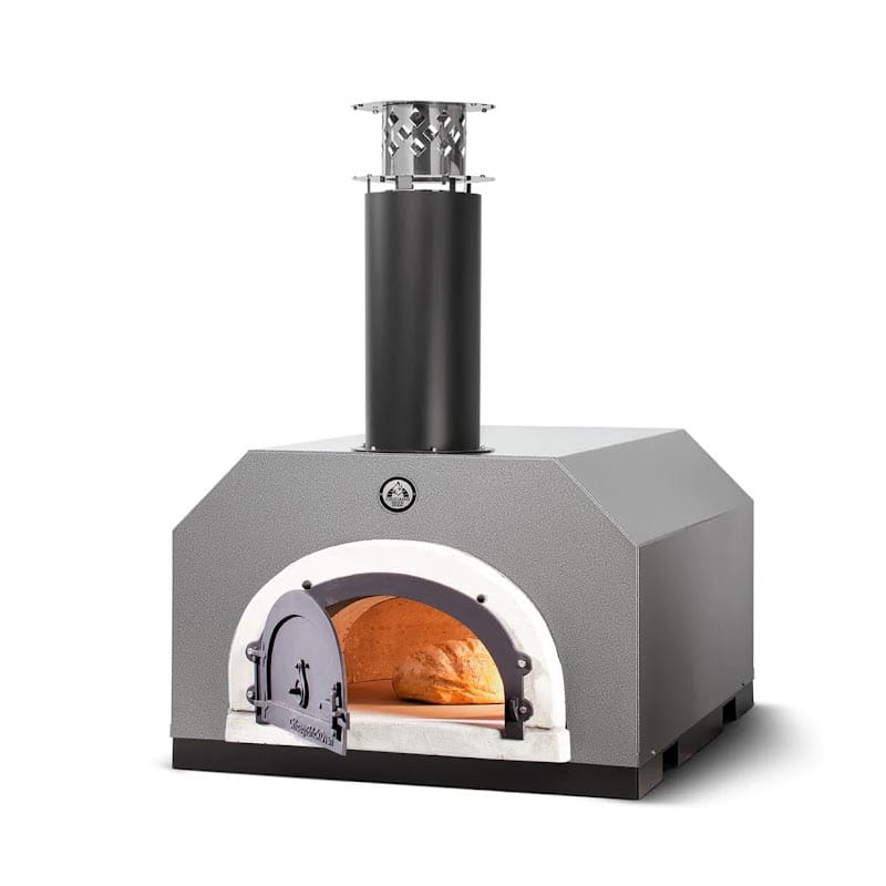 Chicago Brick Oven Counter Top CBO 500 Wood Fired Pizza Oven in Silver Vein with Open Door