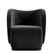 Front Facing View of The Diane Lounge Chair in Black Plush Velvet Fabric