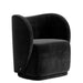 Angled Side View of The Diane Lounge Chair in Black Plush Velvet Fabric