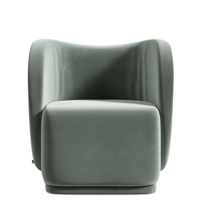 Front Facing View of The Diane Lounge Chair in Moonstone Fabric