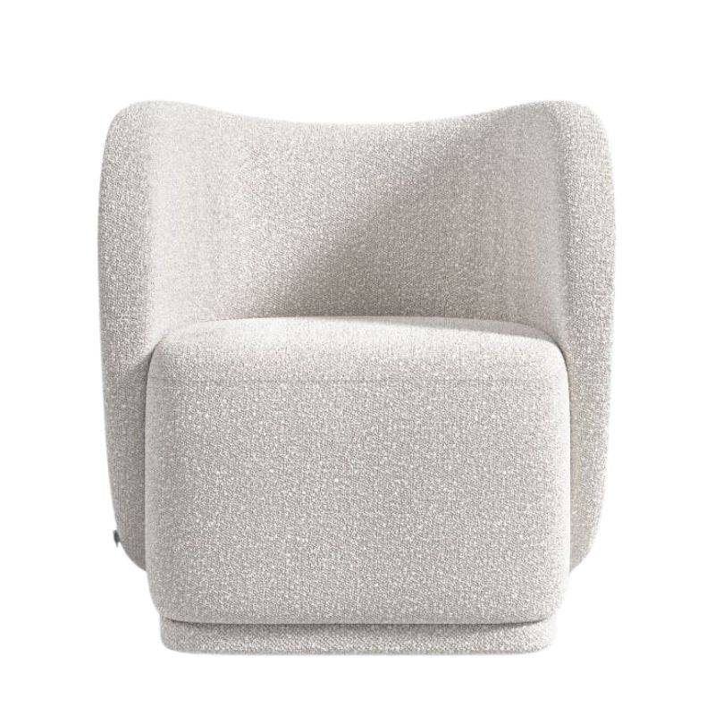 Front Facing View of The Diane Lounge Chair in Pearl Fabric