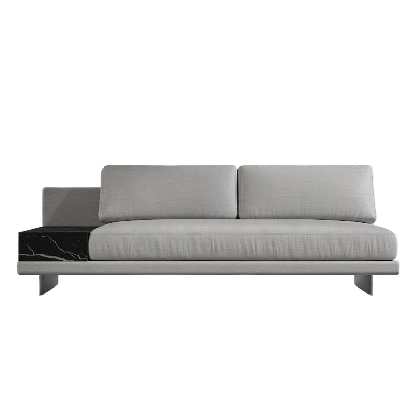 Front View of the Dresden Outdoor Armless Sofa with Side Table in Encino Color