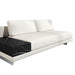 Angled View of the Dresden Outdoor Armless Sofa with Side Table in Palisades Color and Black Pietra Ceramic Table