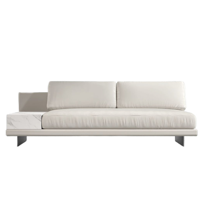 Front View of the Dresden Outdoor Armless Sofa with Side Table in Palisades Color