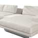 Angle View of the Dresden Outdoor Right Oriented Sectional Sofa In Palisades Color With White Calacatta Ceramic Table