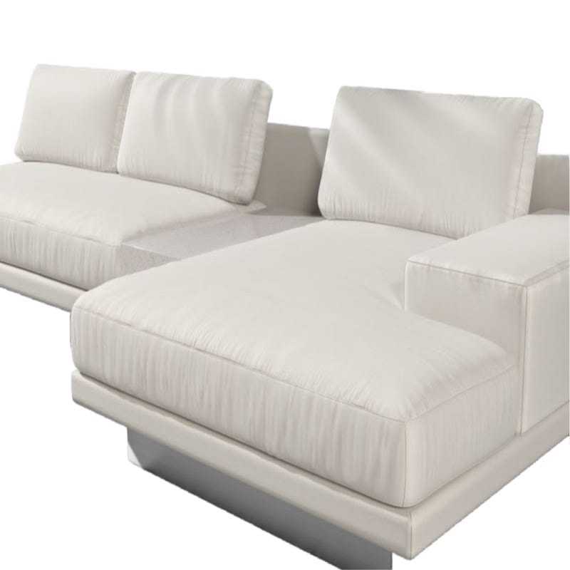 Angle View of the Dresden Outdoor Right Oriented Sectional Sofa In Palisades Color With White Terrazzo Table