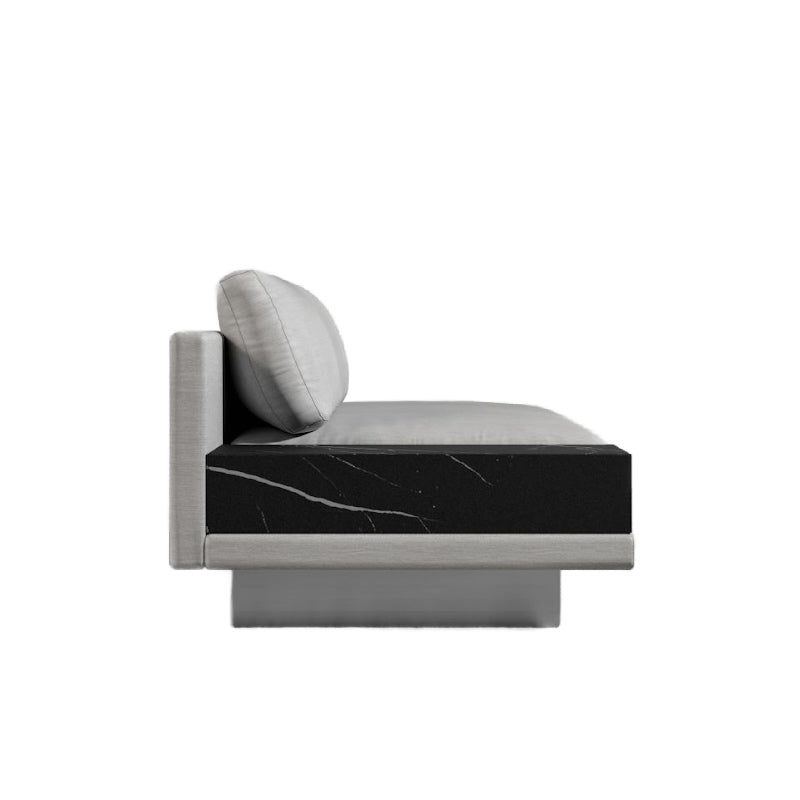 Side View of the Dreolsden Outdoor Armless Sofa with Side Table in Encino Color