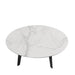 Top View of The Evelyn Coffee Table - Round With a White Calacatta Ceramic Surface