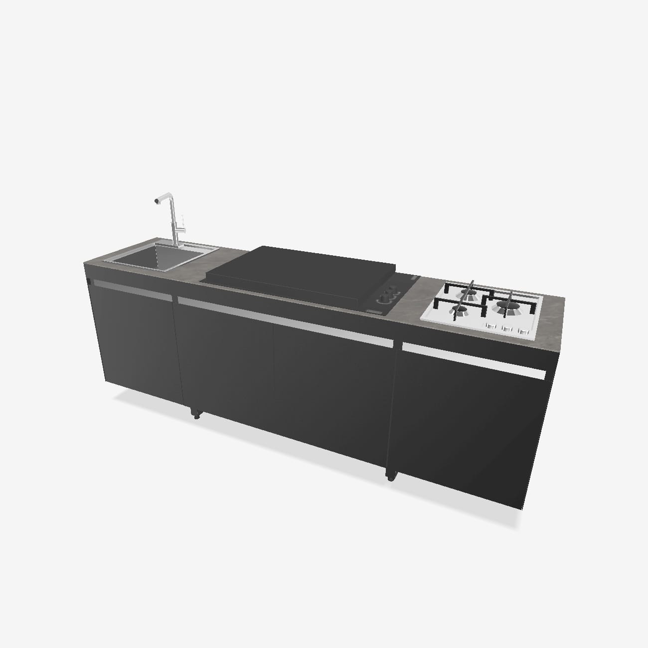 Fogher Agher Obsidian Outdoor Kitchen With Recessed Barbecue