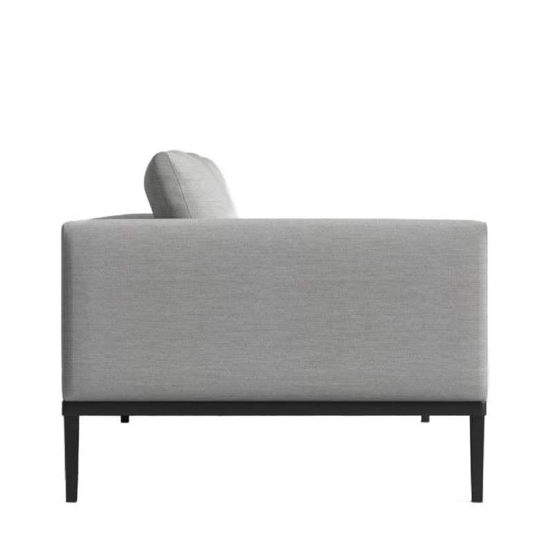 Side View of the Francis Outdoor Left Arm 2 Seater In Encino Color With Black Base