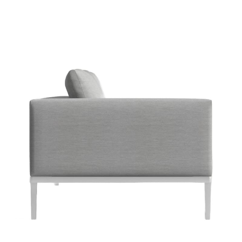 Side View of the Francis Outdoor Left Arm 2 Seater In Encino Color With White Base