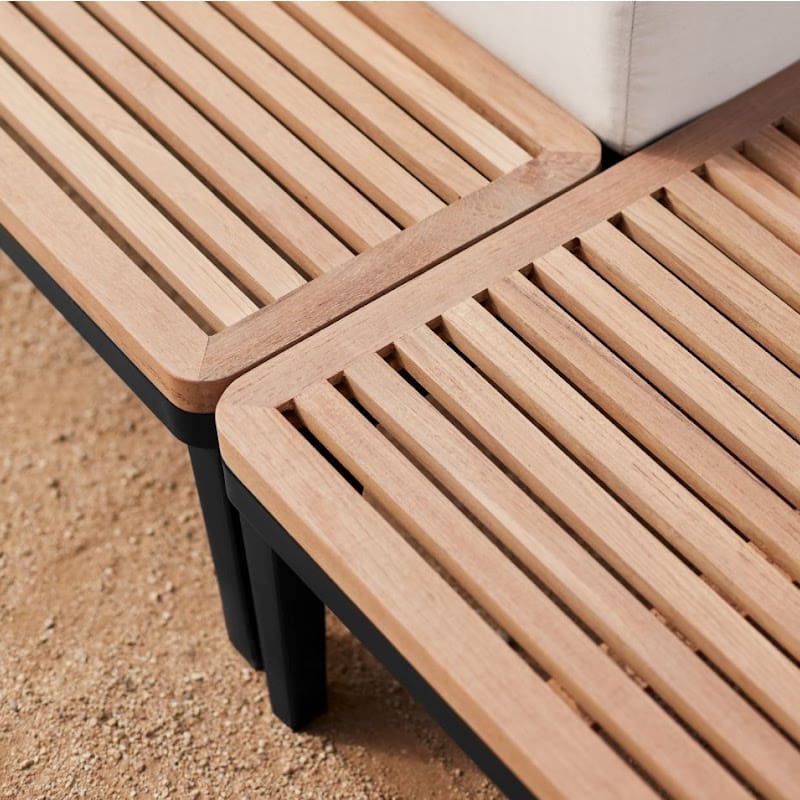 Close Up View of The Francis Outdoor Left Chaise Next to a Francis End Table