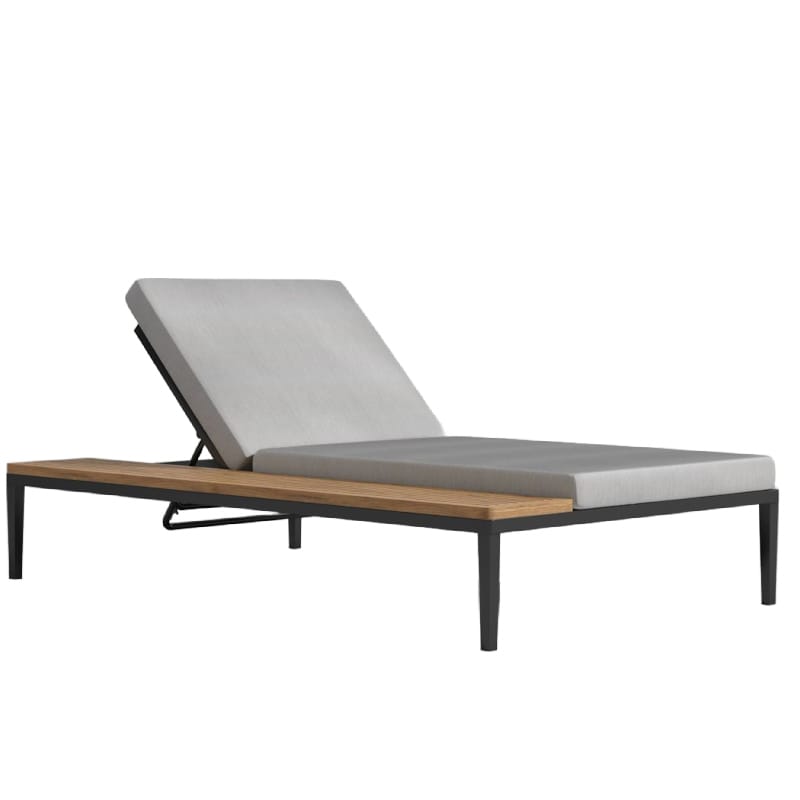 Angled Front View of The Francis Outdoor Lounger In Encino Color With Black Base