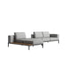 Angled Front View of The Francis Outdoor Modular Left Sectional Sofa In Encino Color With Black Base