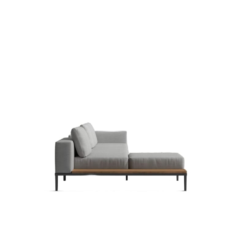 Side View of The Francis Outdoor Modular Left Sectional Sofa In Encino Color With Black Base