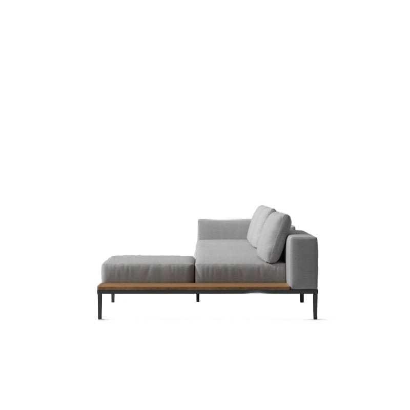 Side View of The Francis Outdoor Modular Right Sectional Sofa In Encino Color With Black Base