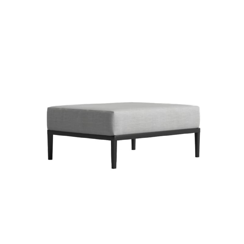 Angled View Of The Francis Outdoor Ottoman In Encino Color With Black Base