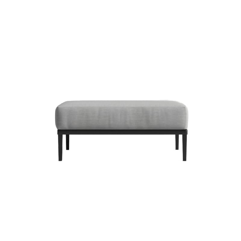 Front View Of The Francis Outdoor Ottoman In Encino Color With Black Base