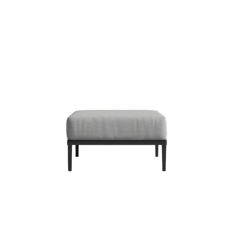 Side View Of The Francis Outdoor Ottoman In Encino Color With Black Base