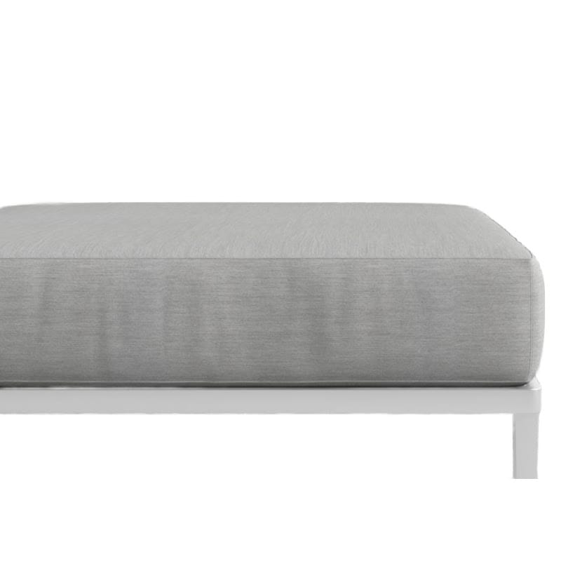 Close Up View Of The Francis Outdoor Ottoman In Encino Color With White Base