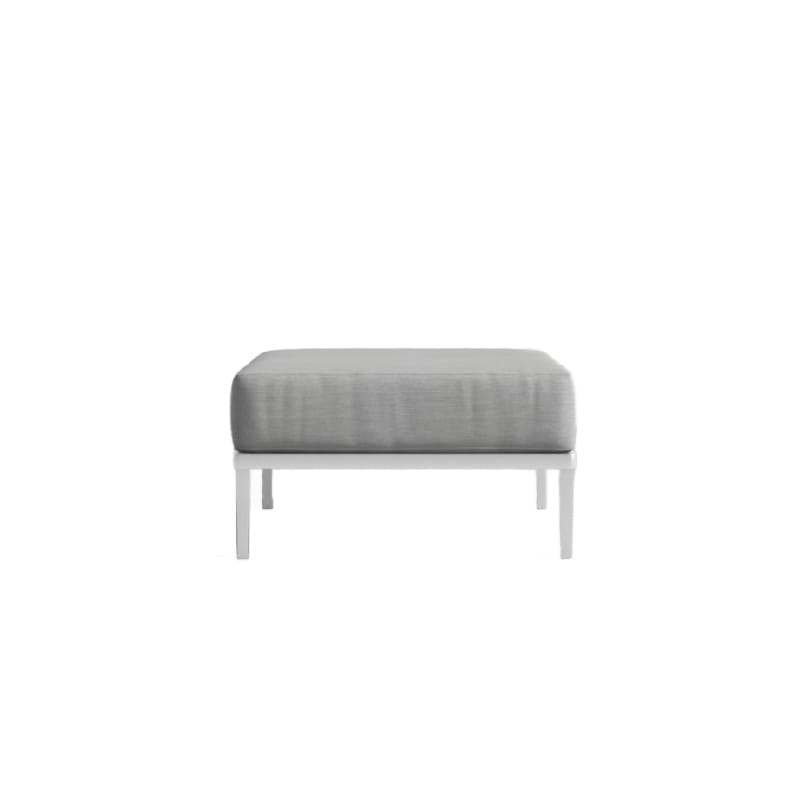 Side View Of The Francis Outdoor Ottoman In Encino Color With White Base