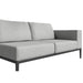 Left Close Up Angled View of The Francis Outdoor Right Arm 2 Seater In Encino Color With Black Base