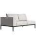 Angled Front View of the Francis Outdoor Left Arm 2 Seater In Palisades Color With Black Base