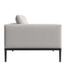 Side View of the Francis Outdoor Left Arm 2 Seater In Palisades Color With Black Base