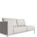 Front Close Up Angle View of the Francis Outdoor Left Arm 2 Seater In Palisades Color With White Base