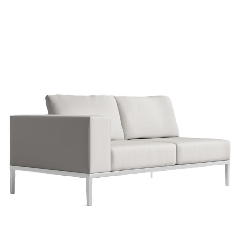 Front Angled View of the Francis Outdoor Left Arm 2 Seater In Palisades Color With White Base